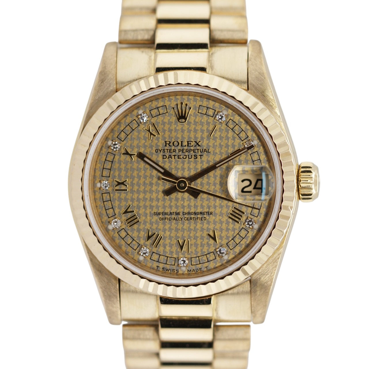 ROLEX<br>Datejust 31 Gold 18kt Houndstooth Diamonds Ref.68278