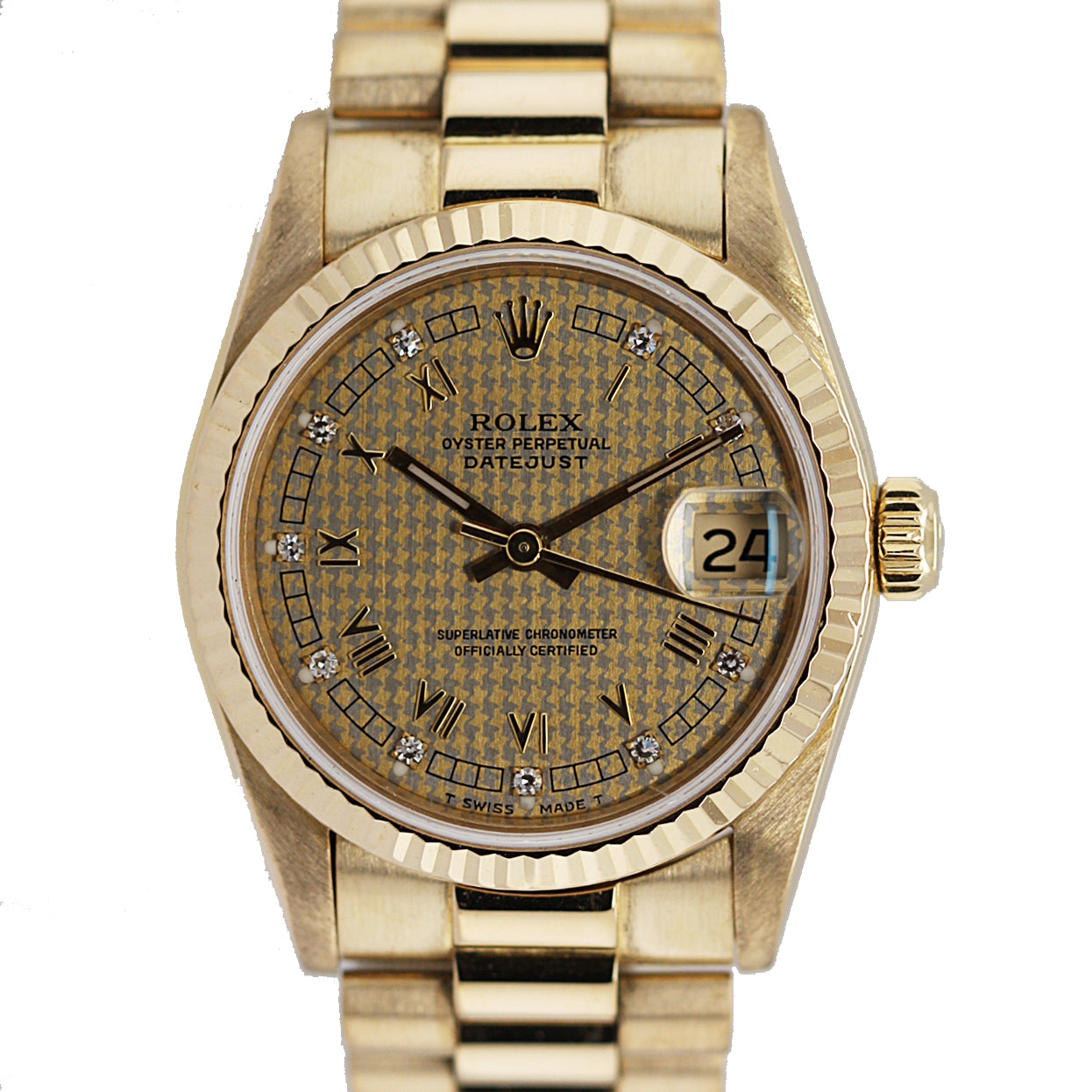 ROLEX<br>Datejust 31 Gold 18kt Houndstooth Diamonds Ref.68278